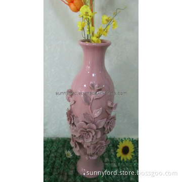 Resin Pink Flower Vase Decoration (SFR1642)